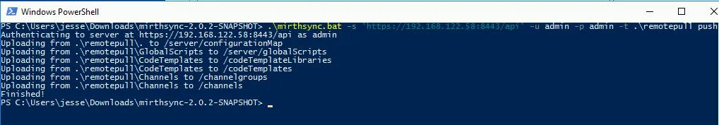 Powershell window with command result