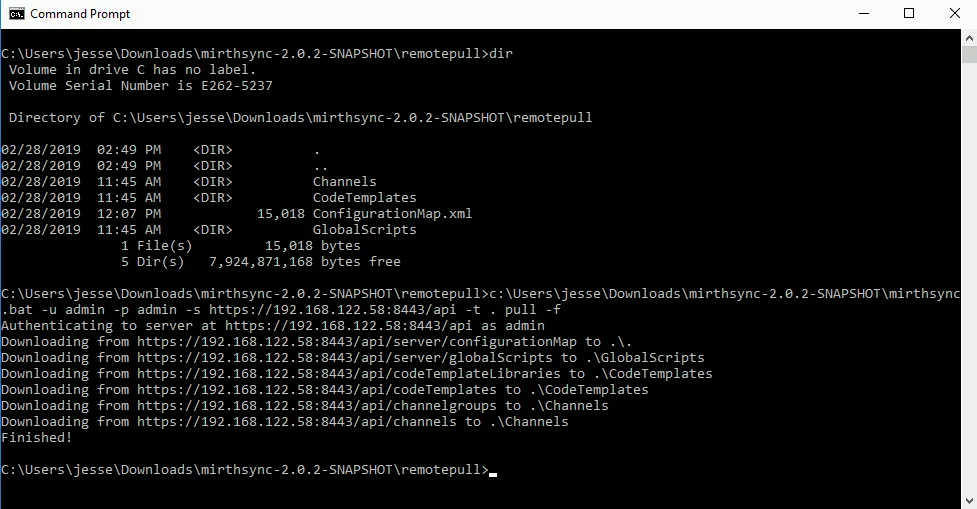Windows command prompt window