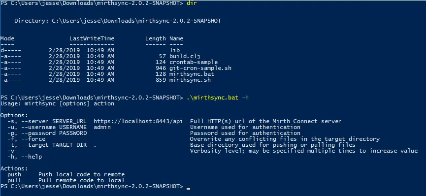 Powershell window with command result