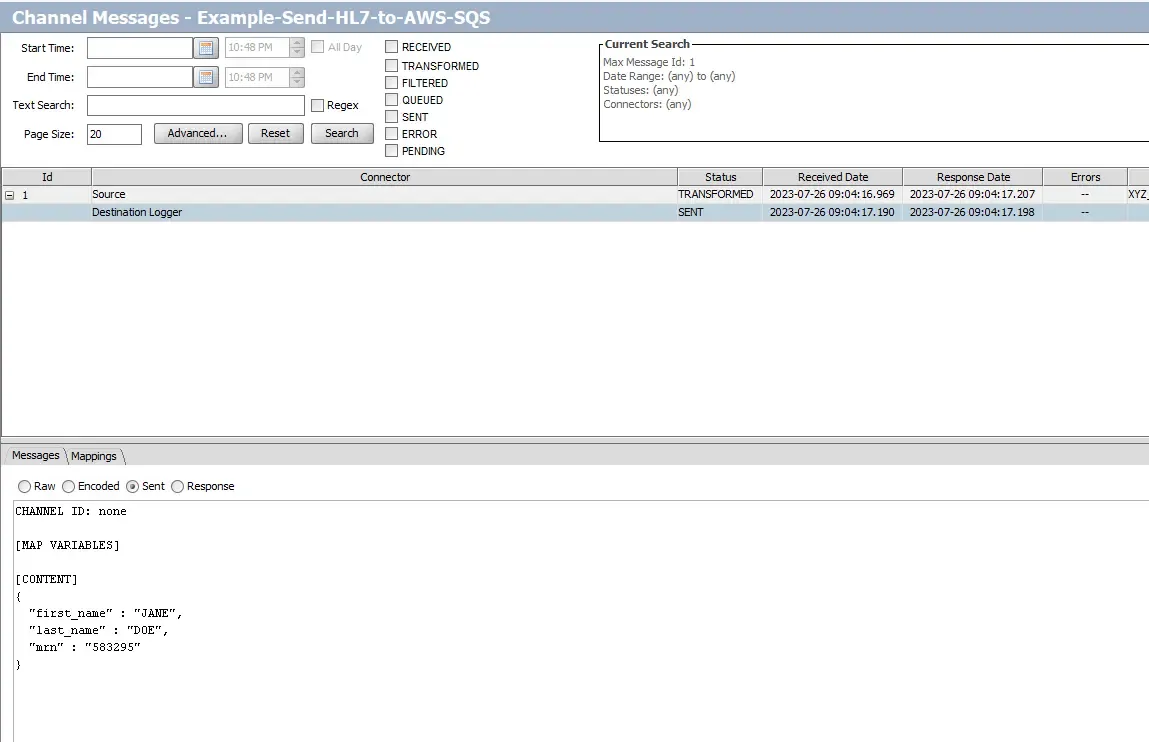 Verify your AWS SQS Queue channel test was a success